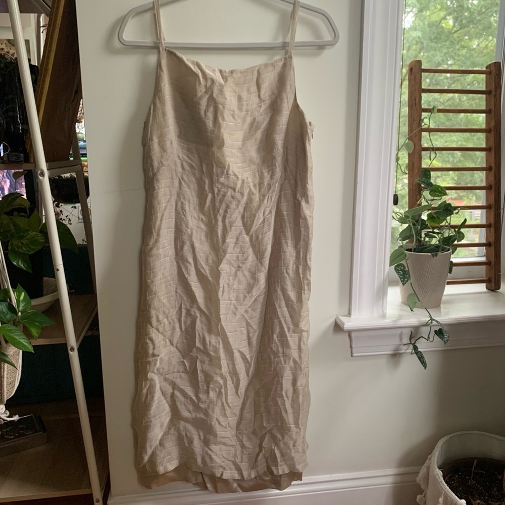 Vintage Snake Print Beige Shift Dress